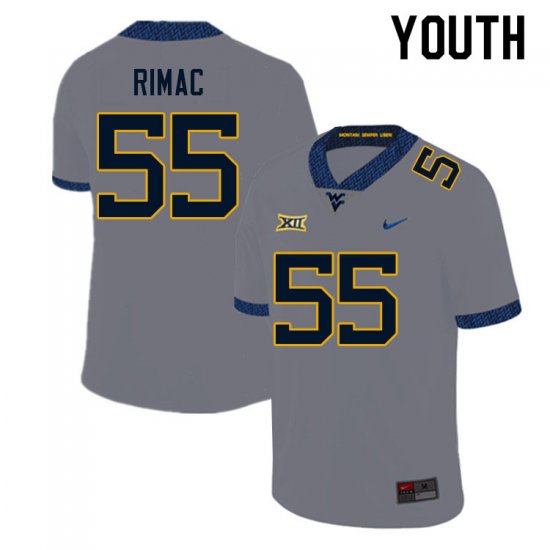 Youth West Virginia Mountaineers NCAA #55 Tomas Rimac Gray Authentic Nike Stitched College Football Jersey AZ15Y03DY